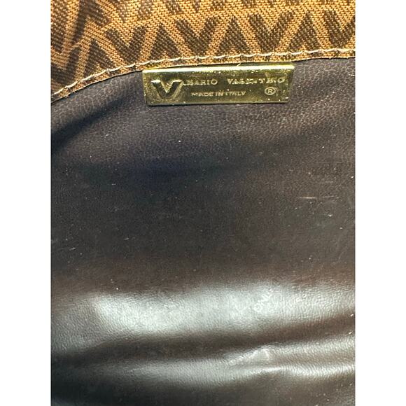 Valentino brown leather V pattern clutch bag - Picture 3 of 15